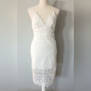 Lulu's White Sheath Mini Dress Spaghetti Strap Wedding